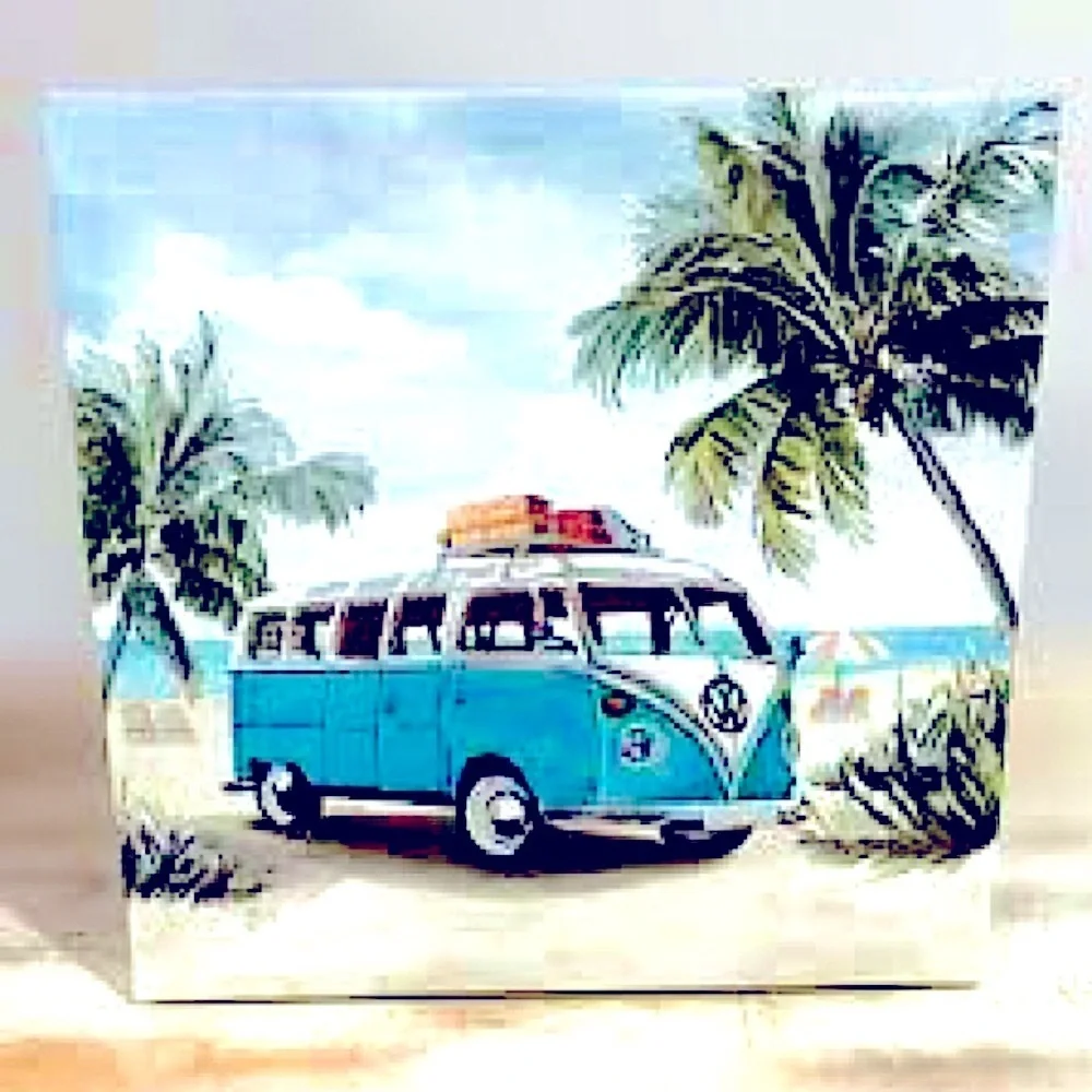 Volkswagen Bus Surfs Up Van Canvas Wall Art 8 x 8 Ready to Hang NEW Small Space